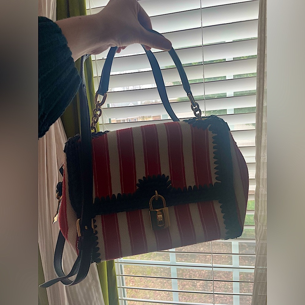 Authentictic Dolce and Gabbana raffia trimmed handle bag - Picture 9 of 14